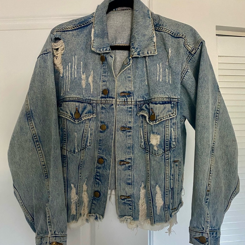 Carmar Light Blue Distressed Cropped Jean Jacket, XS from LF Store